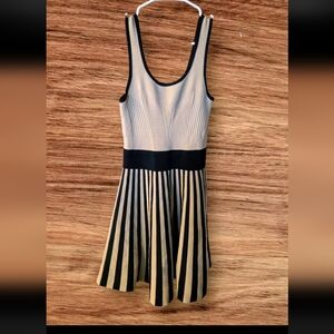 Guess Black and Cream Striped Mini Dress